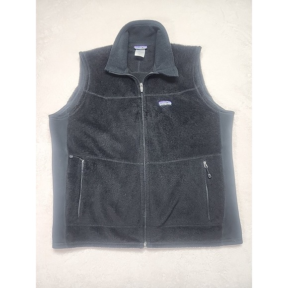 Patagonia Mens Zip Up Black Fleece Vest Sz Large - Picture 1 of 6